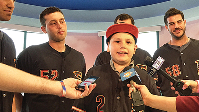 Jackson Standifer takes questions from the media after being signed to a one-day contract on Tuesday, April 7th at Valley Children's Hospital
